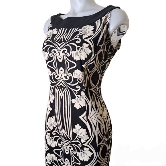 Connected Apparel Pencil Cream & Black Women's Sleeveless Dress 10 - Picture 5 of 14